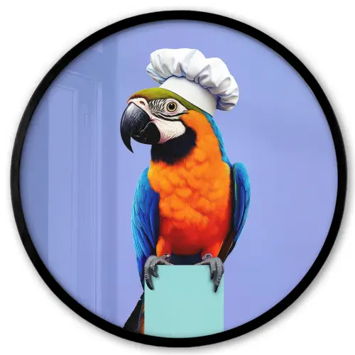 Papegaai - Koksmuts - Vogel - Leuk Fotolijst rond zonder passe partout klein -3d