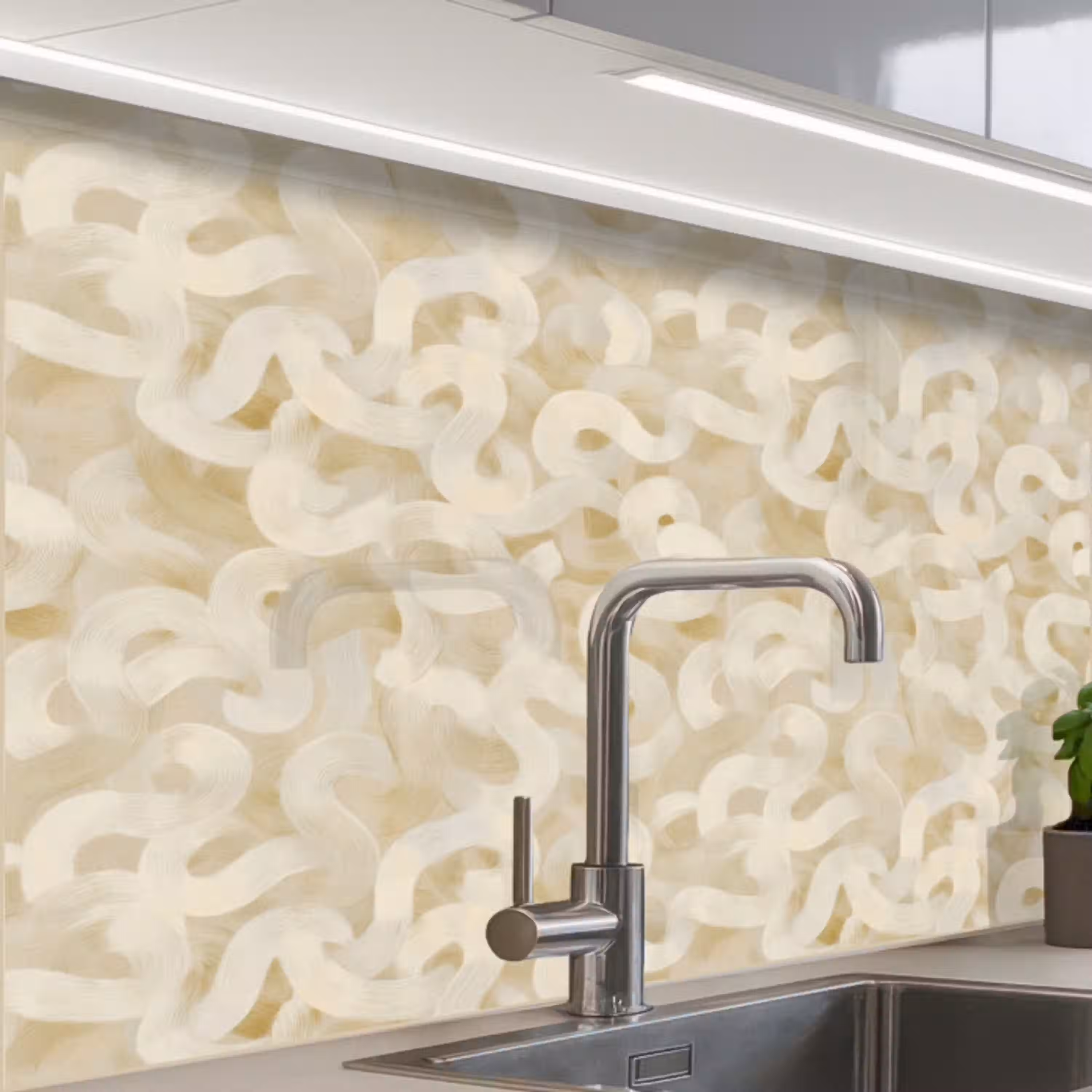 Abstract - Lijnen - Beige keuken achterwand 2 middel 865 -zzzz3d_schuin