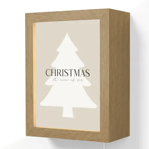 Kerstboom - Japandi - Christmas - Beige Light Box met kabel (Wandlamp) klein -3d