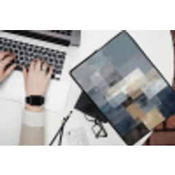 Rechthoeken - Abstract - Blauw laptophoes neopreen klein -bureau