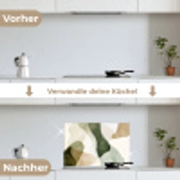 Japandi - Abstract - Groen keuken achterwand spatscherm klein -voor_na_DE