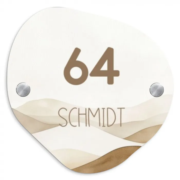 Beige landschap - Modern Naambord Organisch middel -3d