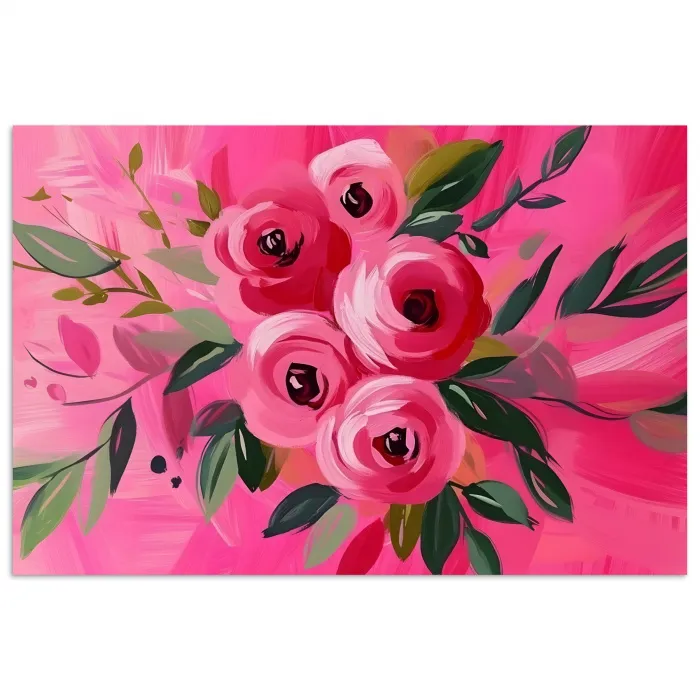 Bloemen - Verf - Roze poster papier klein -3d