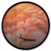 Zee - Boot - Wolken - Oranje Fotolijst rond zonder passe partout klein -3d