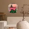 Doorkijk - Tulpen - Bloemen - Molen - Raam Wandcirkel behangsticker klein -sfeer1