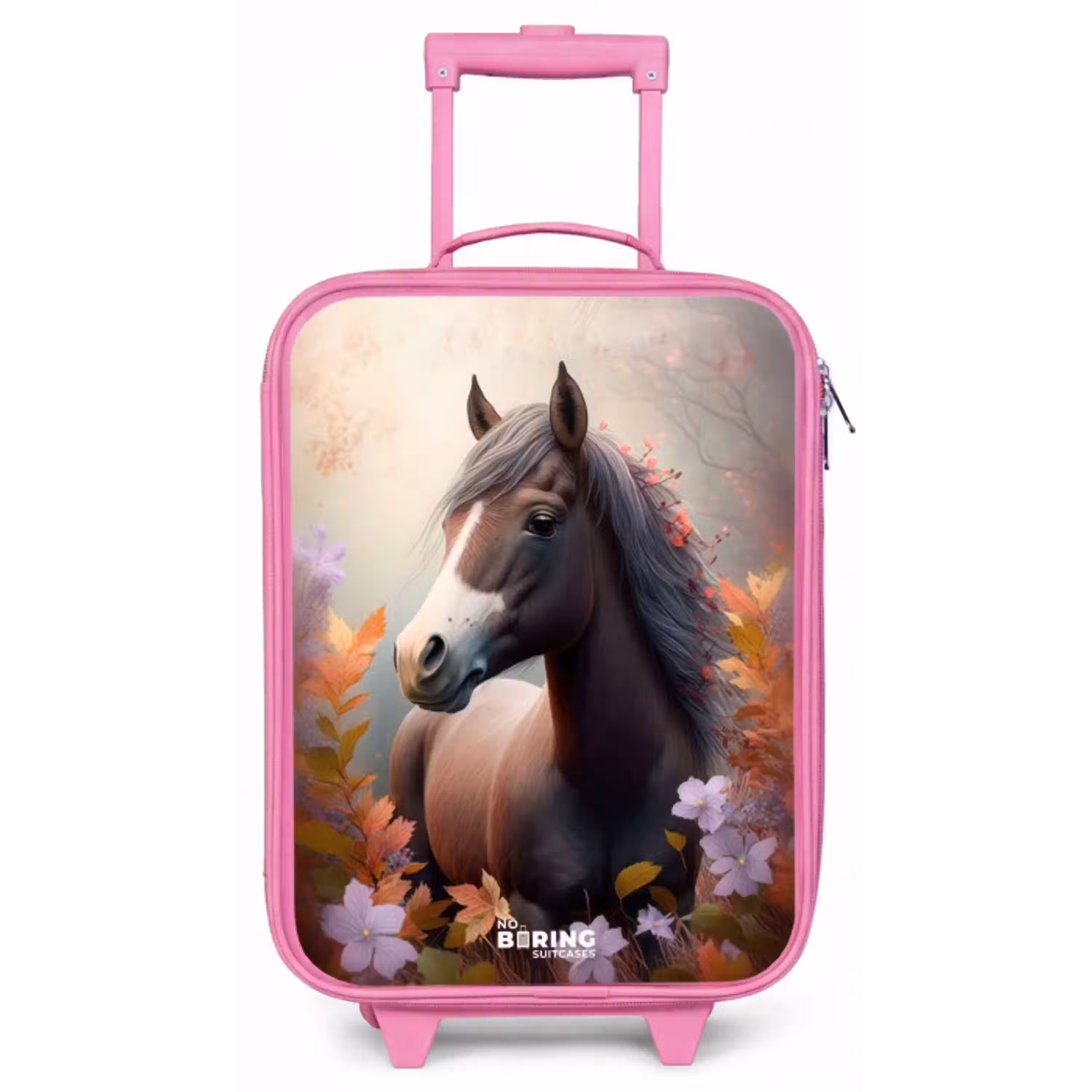 Bruin paard in de herfst Kinderkoffer - Roze klein -zz3dotto