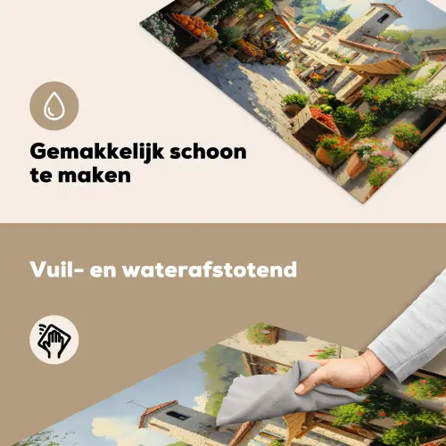 Dorp - Zon - Kraampjes - Huizen Inductie beschemer met haakjes klein -ky-schoon-nl