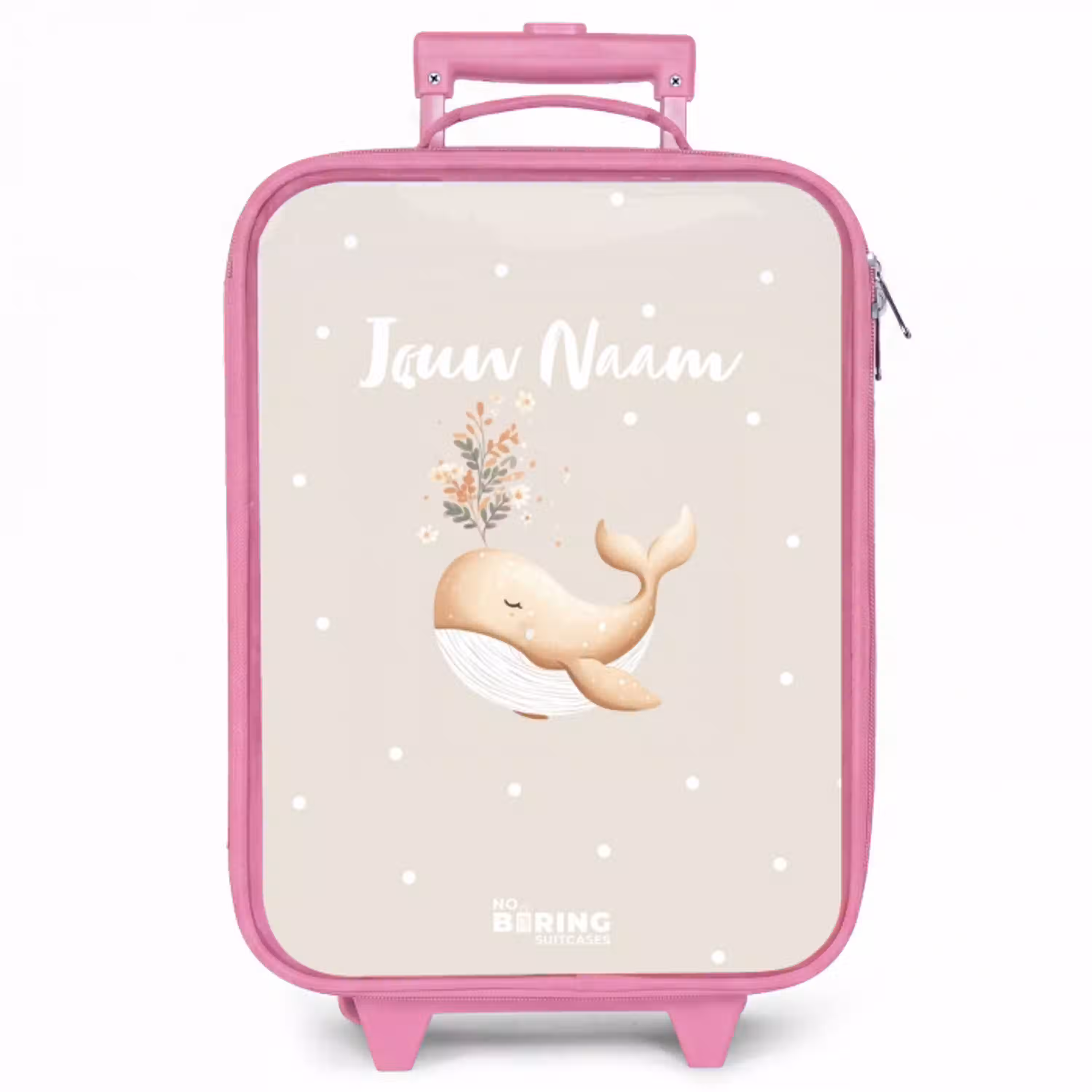 Beige walvis in bloemenzee Kinderkoffer - Roze klein -zzz_website3d