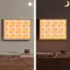 Kleurrijk - Ruitpatroon - Bladvormen Light Box met batterij (Wandlamp) middel 907 -sfeer3