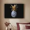 Ananas - Bloemen patroon - Goud - Delftsblauw Textielframe - compleet frame klein -sfeer1