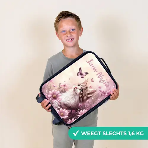 Kitten - Vlinders - Paars - Bloemen Kinderkoffer - Zwart klein -sfeer4_NL