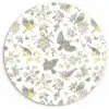Birds - Flowers - Gray - Yellow Wandcirkel plexiglas klein 852 -3d