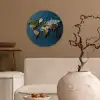 Wereldkaart - Geborduurd - Verschillende tinten Wandcirkel plexiglas klein -sfeer1