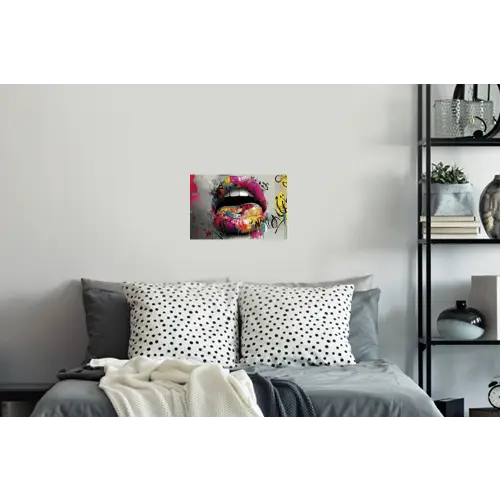 Lippen - Graffiti - Expressief Muursticker klein -slaapkamer