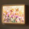 Vlinders - Oranje - Bloemen Light Box met batterij (Wandlamp) middel -z3d_website