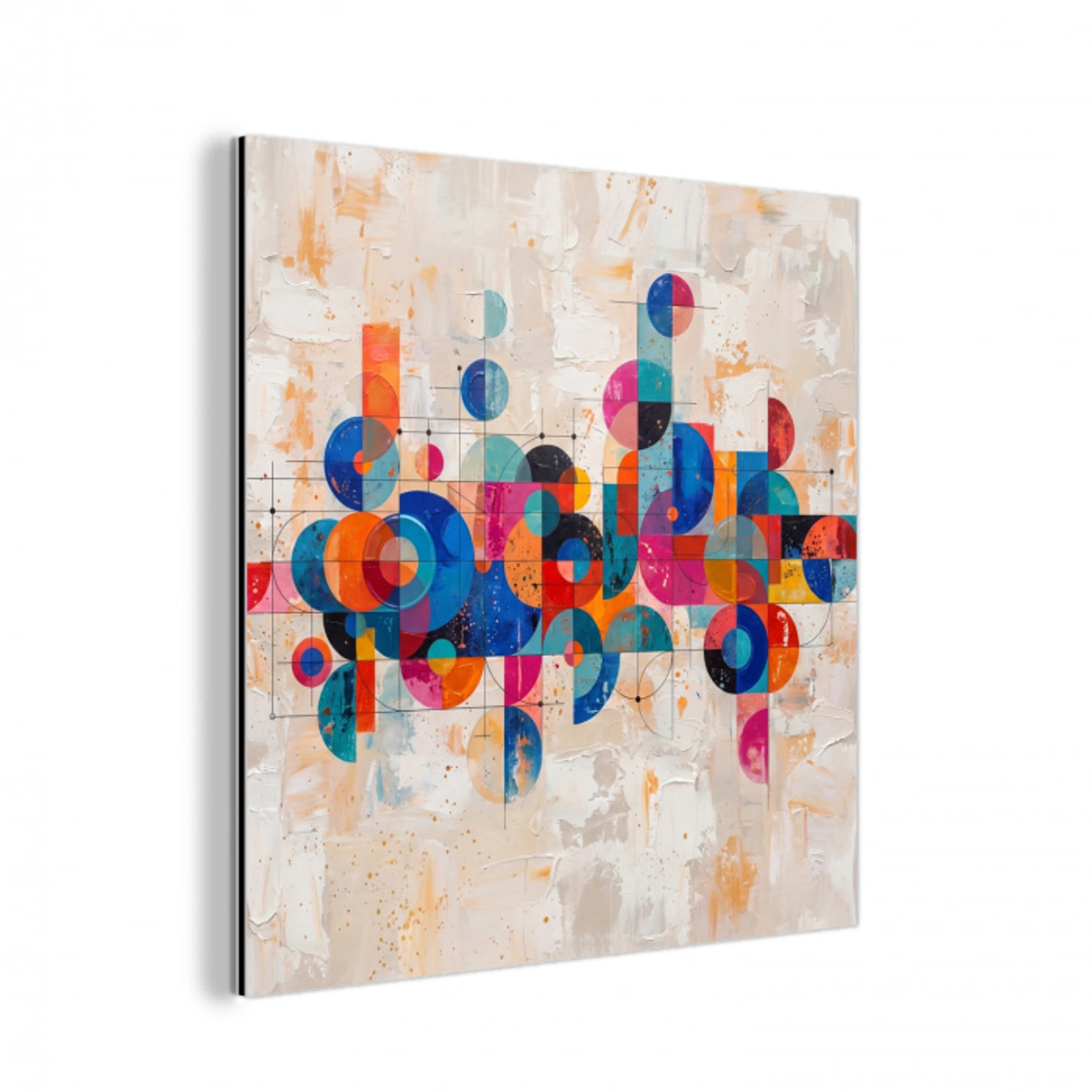 Kunst - Geometrisch - Abstract - Kleurrijk aluminium wit klein -3d