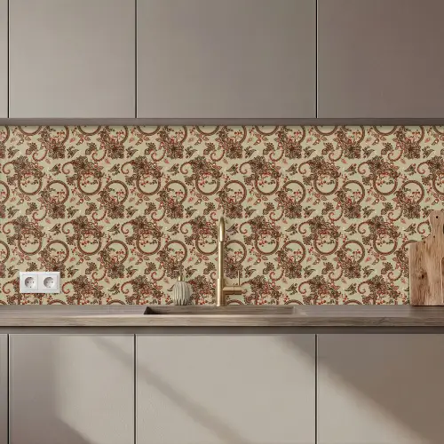 Warm - Bloemen - Groen - Rood keuken achterwand 2 middel 871 zz_3dshopping