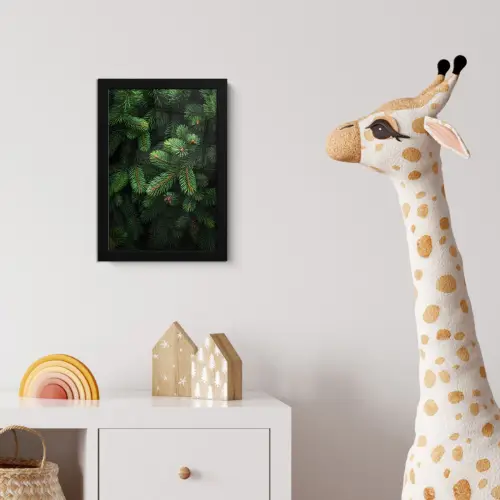 Sparrentakken - Knoppen - Naalden - Groen fotolijst zwart zonder passe partout klein -usfeer4_kinderkamer