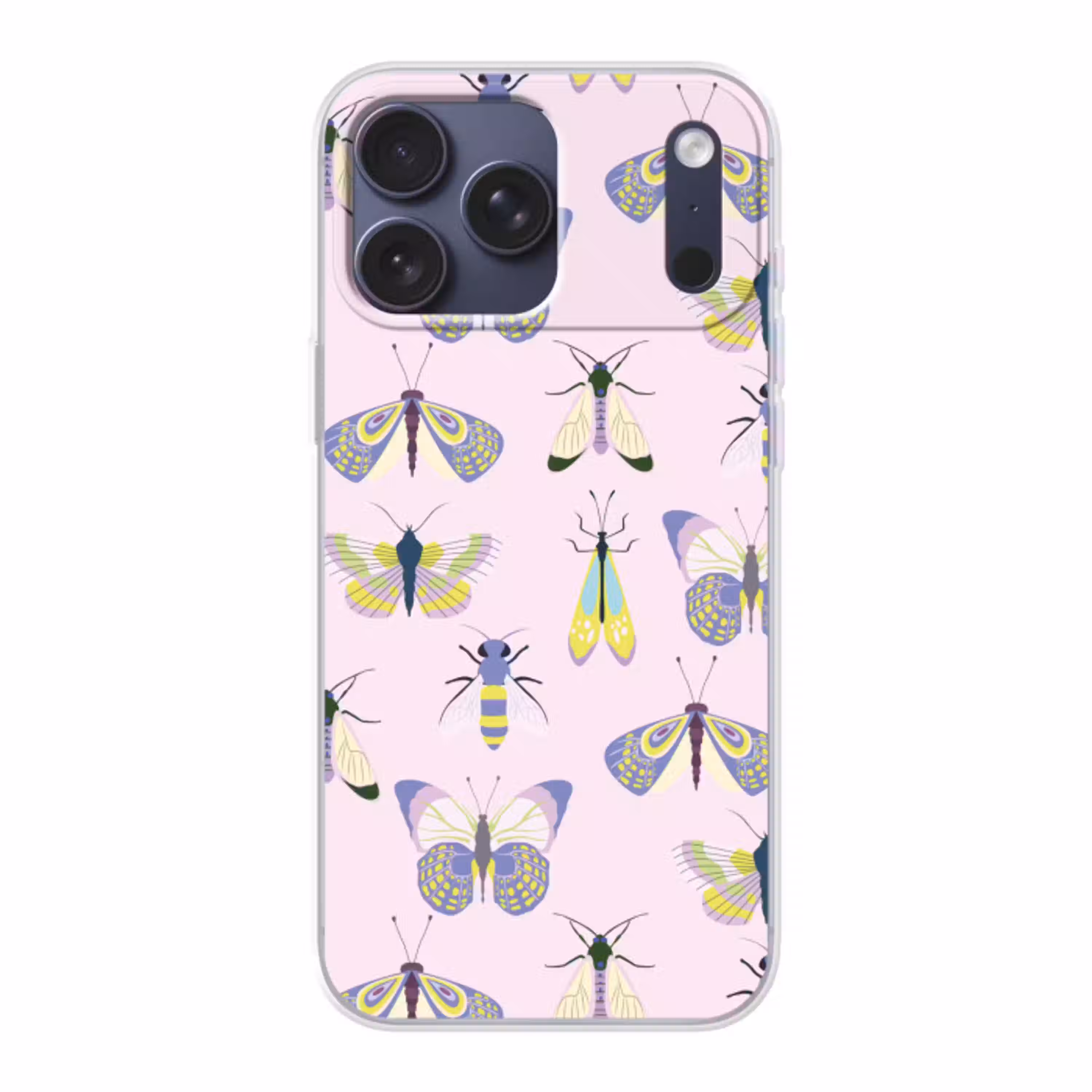 Insecten - Vlinders - Patroon - Roze - Kleurrijk Telefoonhoesje iPhone 17 Pro Max klein -3d