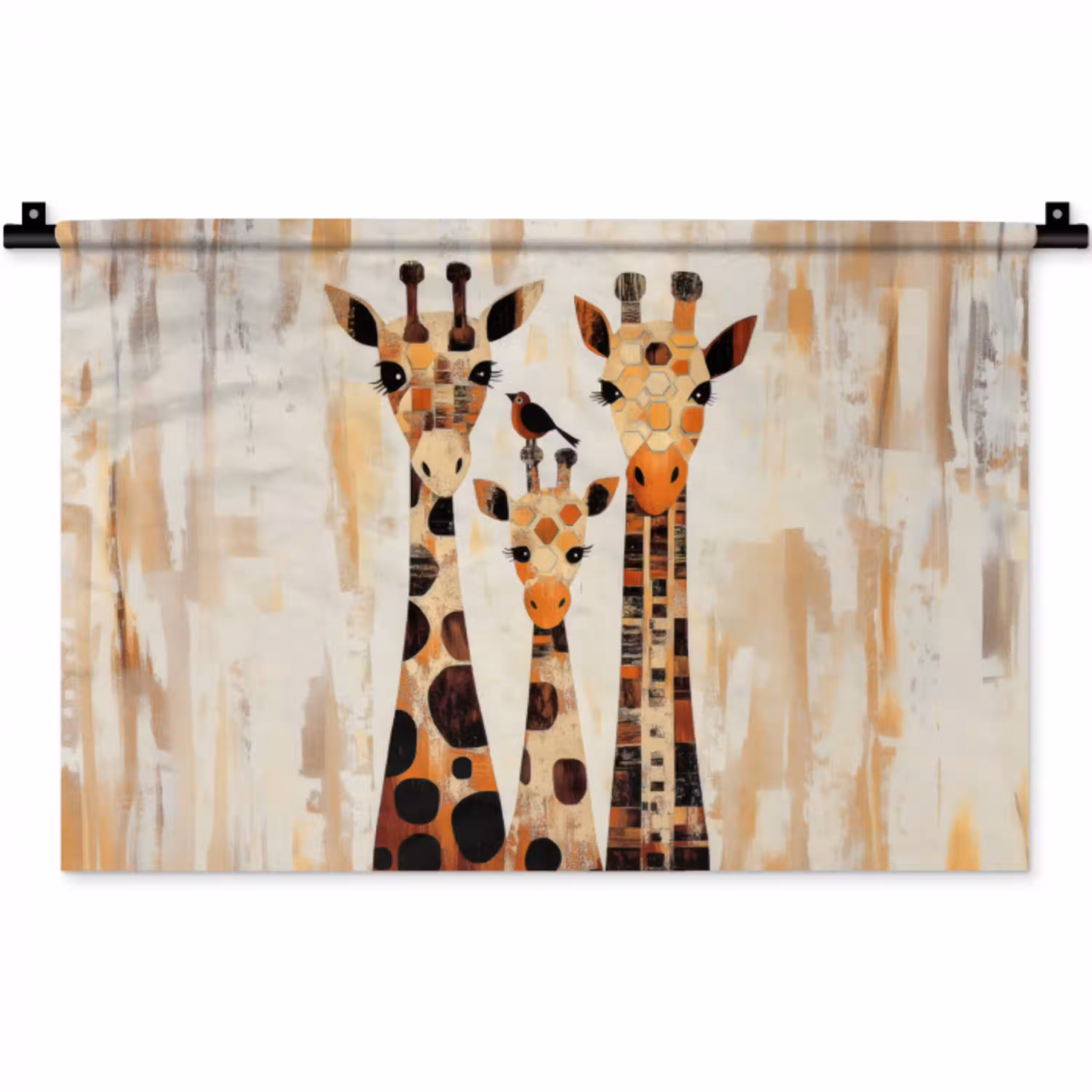 Giraffen - Cartoon - Crème Wandkleed katoen klein -zz3d