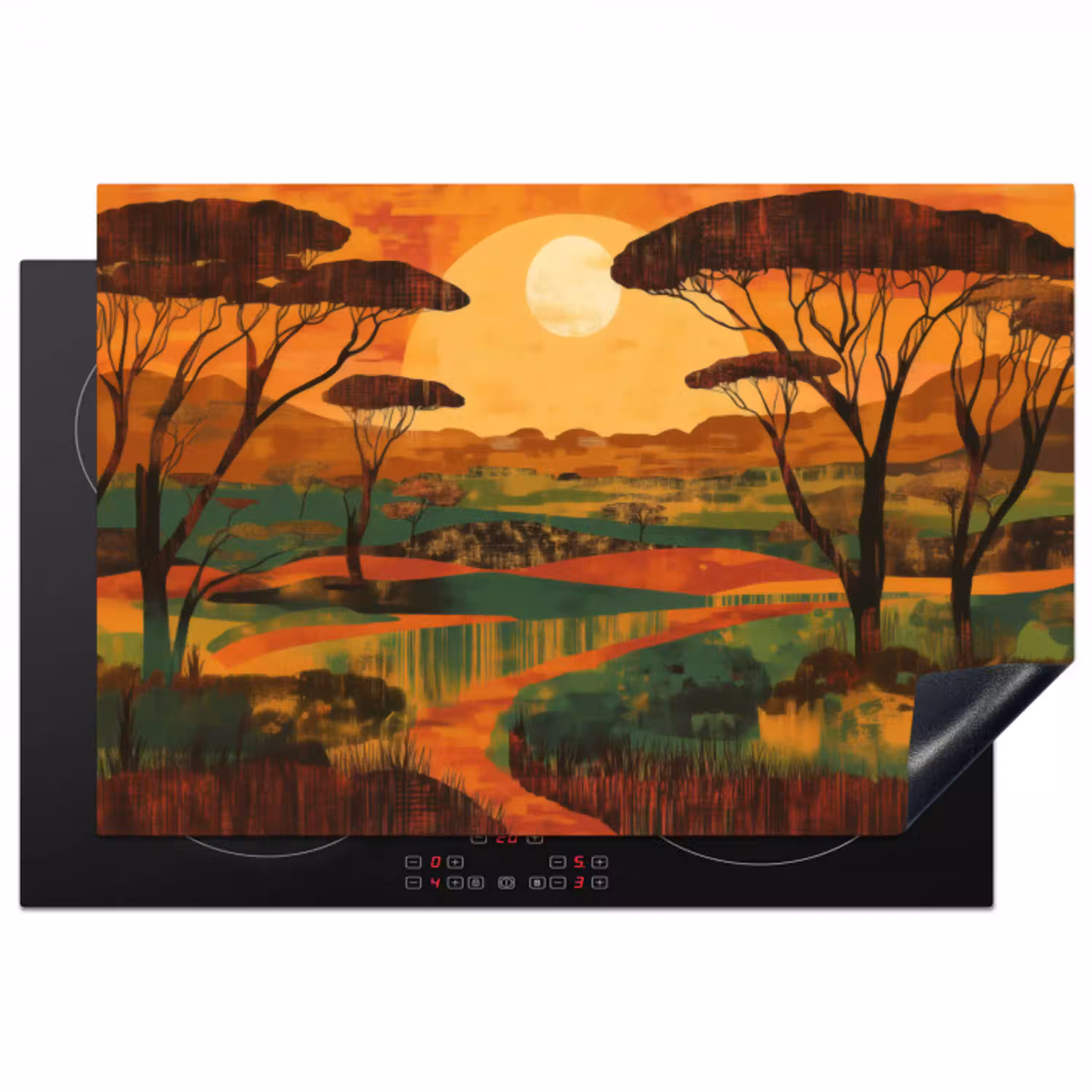 Landschap - Afrikaans - Zon Inductie beschermer vinyl 3mm klein -3d