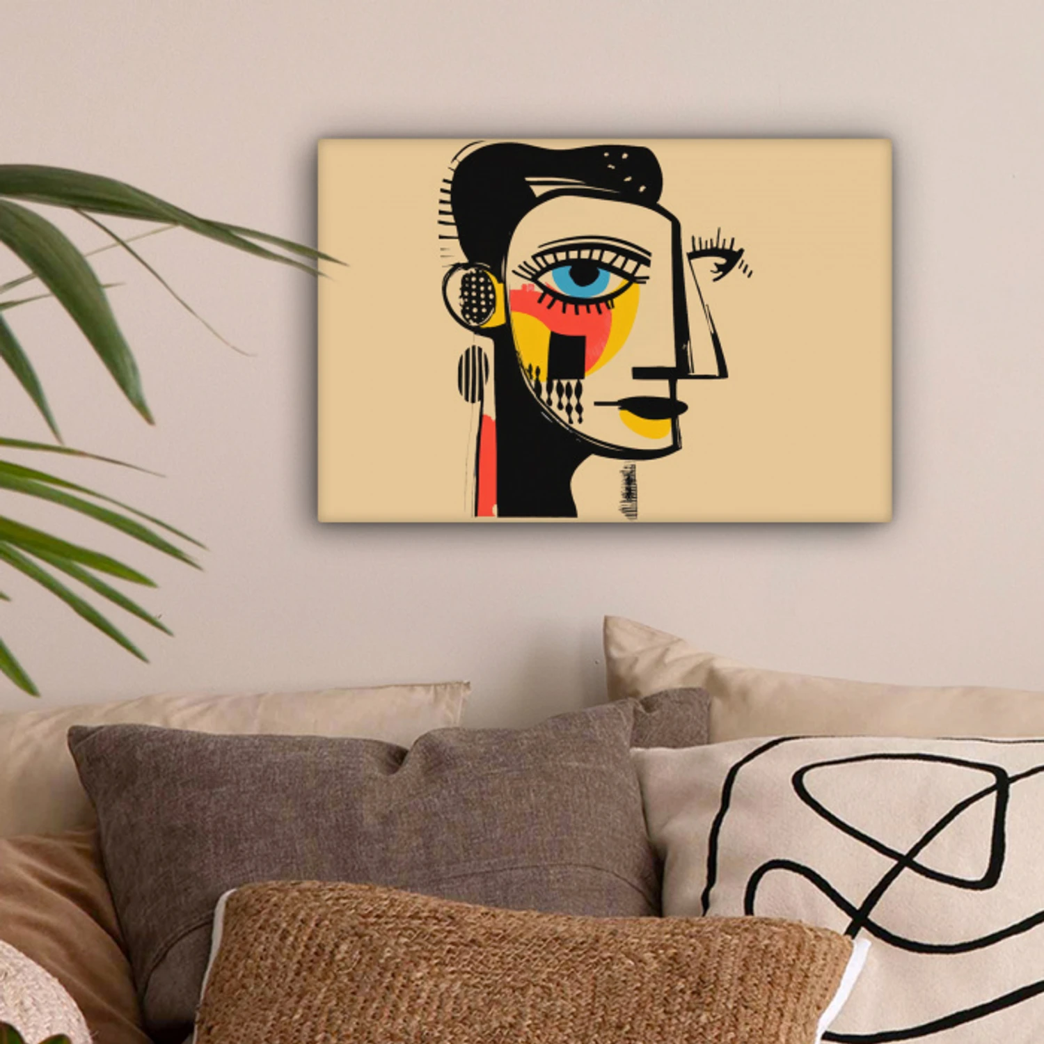 Geometrisch - Felle kleuren - Kubistische stijl canvas 2cm klein -sfeer1