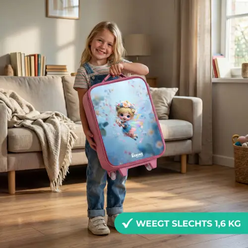 Vlinderfee in Bloemenlucht Kinderkoffer - Roze klein -sfeer2_NL