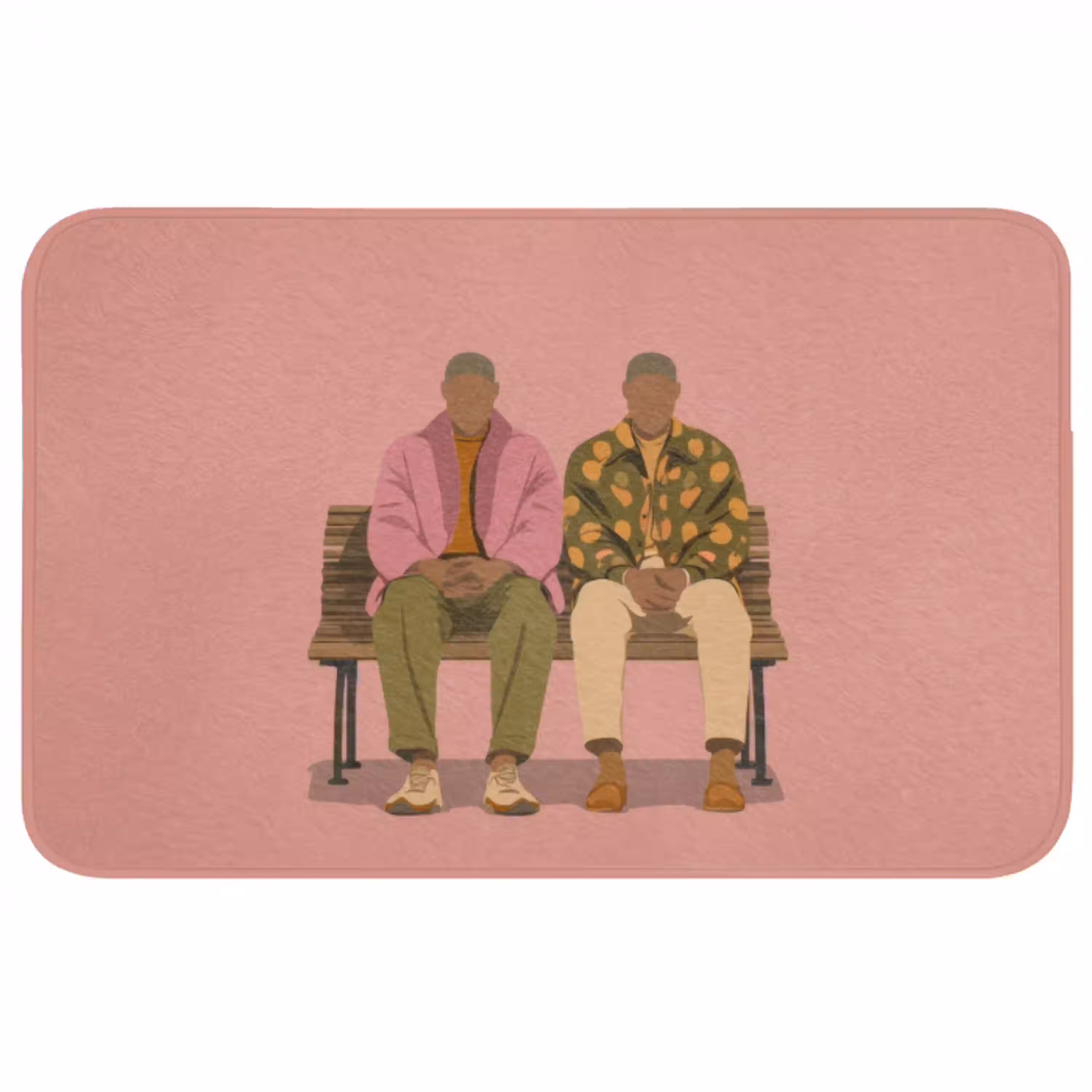 Illustratie - Bankje - Personen - Minimalistisch Badmat middel -3d