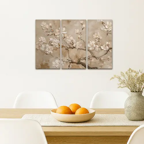 Beige - Bloesem - Modern Canvas - Meerluiken 3 luik klein -sfeer4