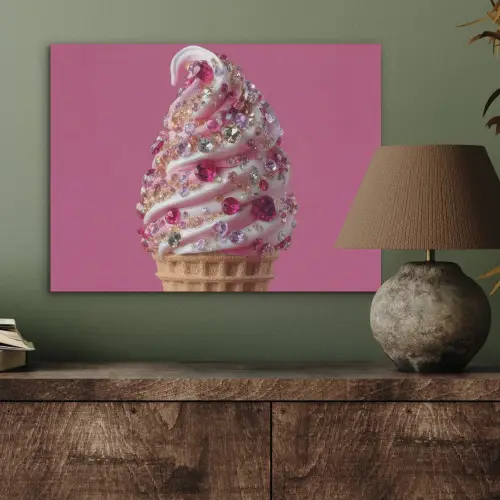 Softijs - Edelstenen - Roze - Hoorntje PET vilt klein -sfeer2