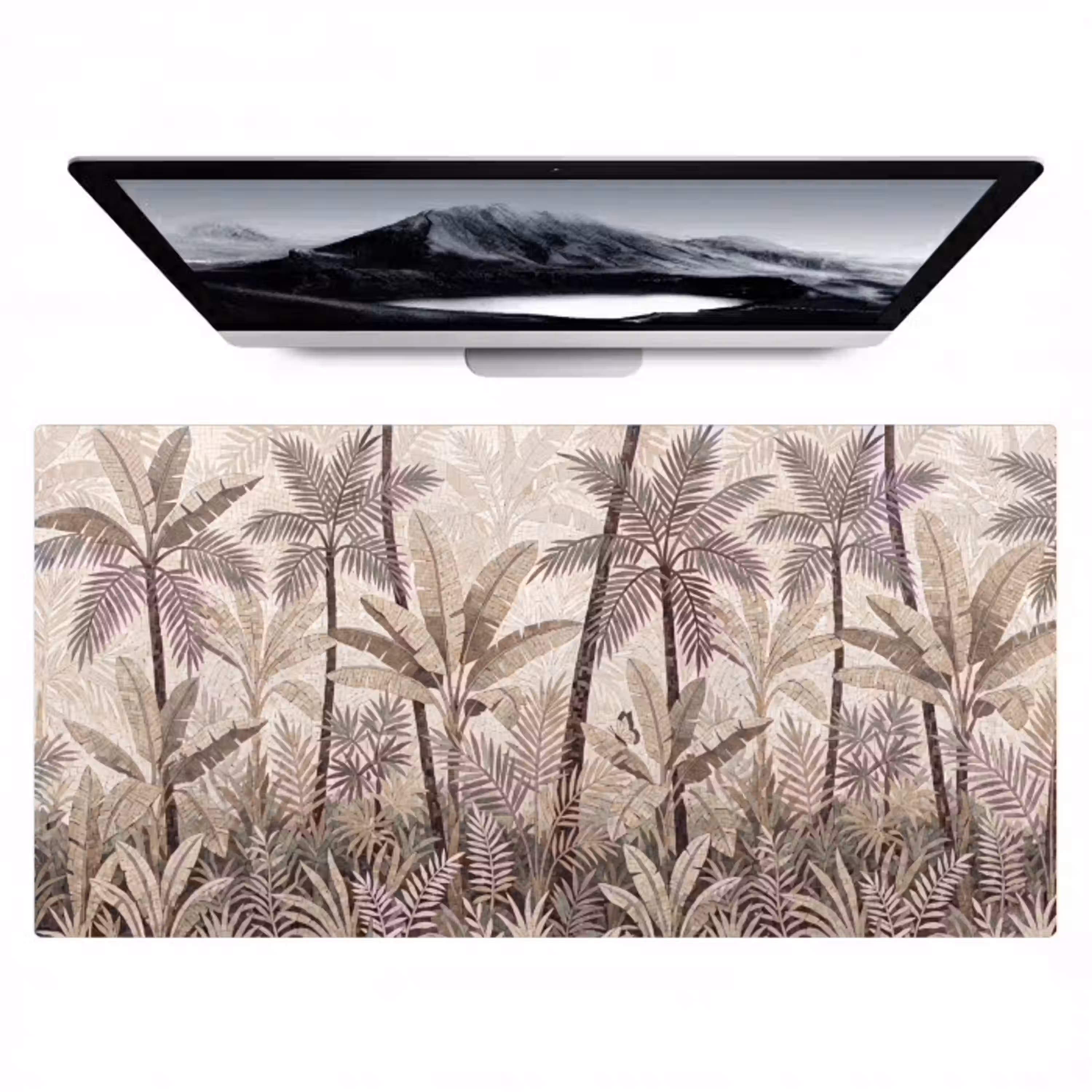 Natuur - Bladeren - Landschap - Mozaïek - Beige Muismat XXL klein -zzz3d