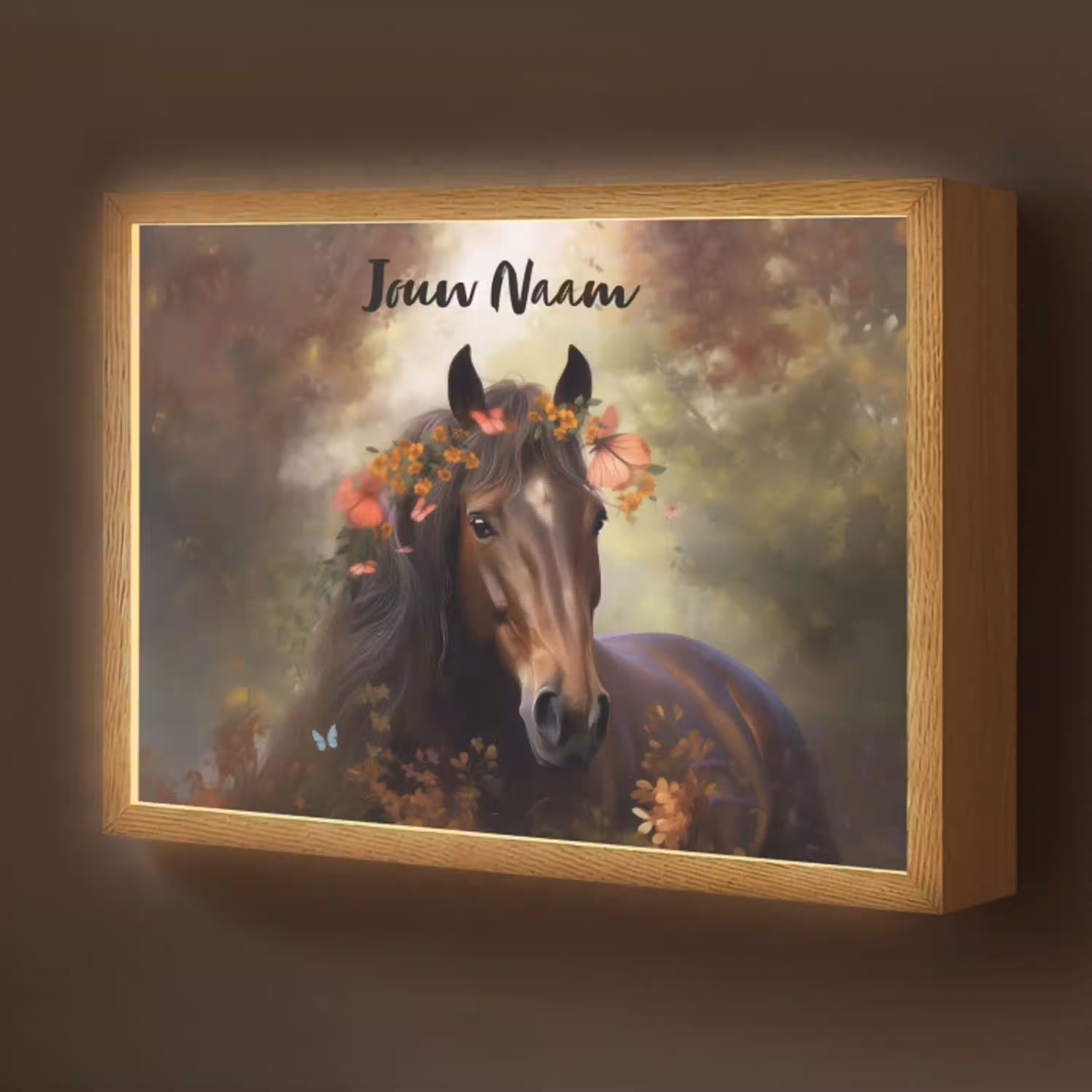 Paard - Dieren - Bloemen - Bos - Vlinder Light Box met batterij (Wandlamp kind) middel -z3d_website