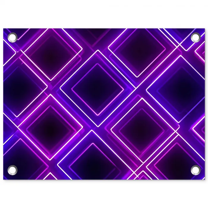 Gaming - Ruiten - Neon - Paars tuinposter los doek klein -3d