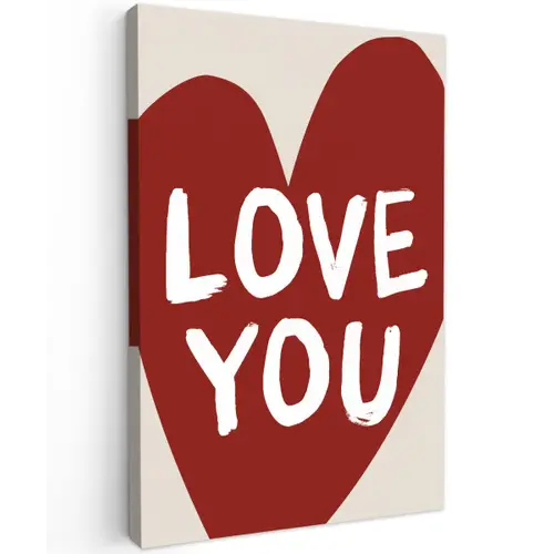 Loveyou - Hart - Rood canvas 2cm klein -z3d