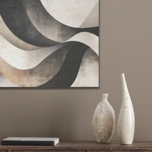 Abstract - Golven - Zwart - Verweerd PET vilt klein -sfeer6_closeup
