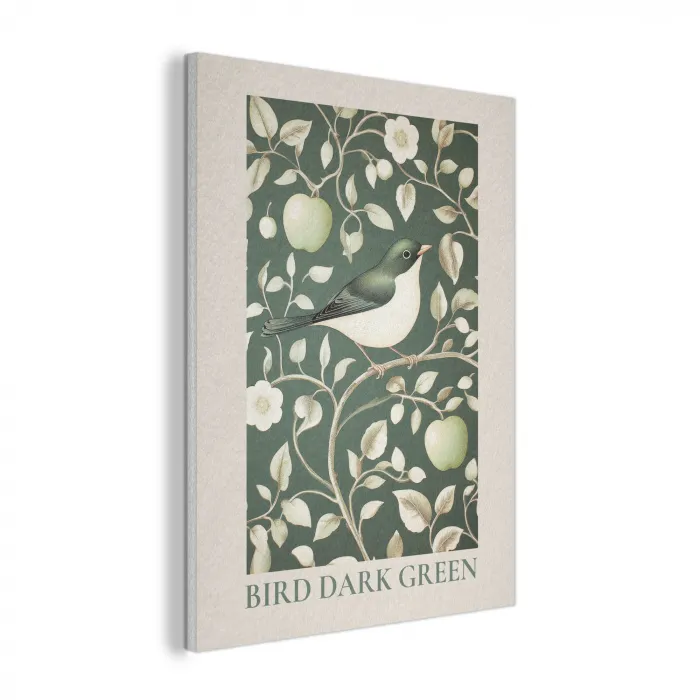 Groen - Vogel  - Bloemen PET vilt klein -3d