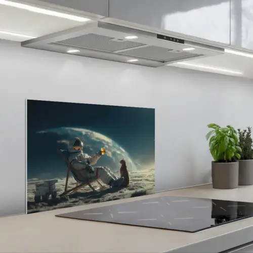 Astronaut - Kat - Glas - Stoel keuken achterwand spatscherm klein -3d_schuin
