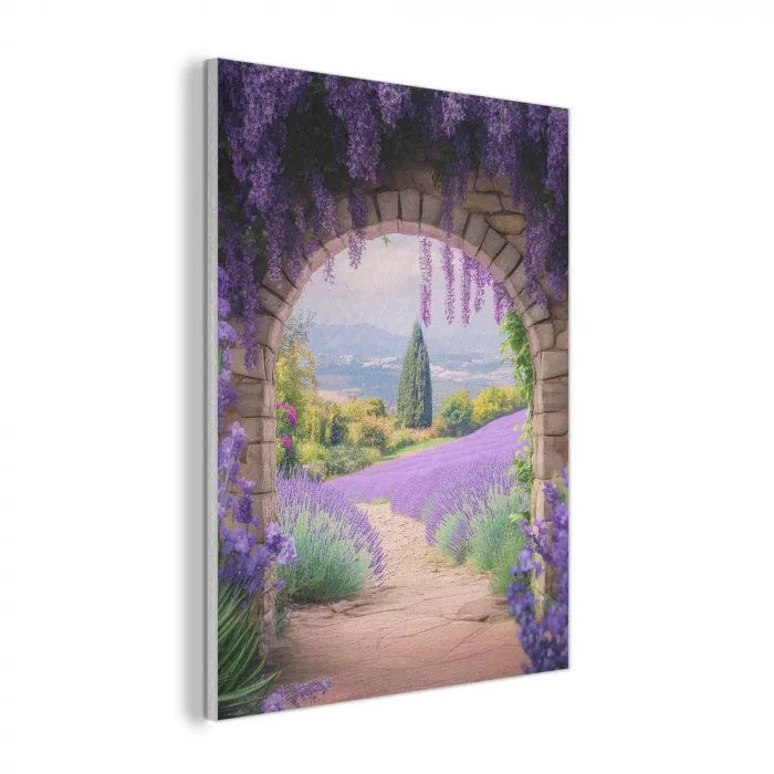 Doorkijk - Lavendel - Bloemen - Paars - Poort PET vilt klein -3d