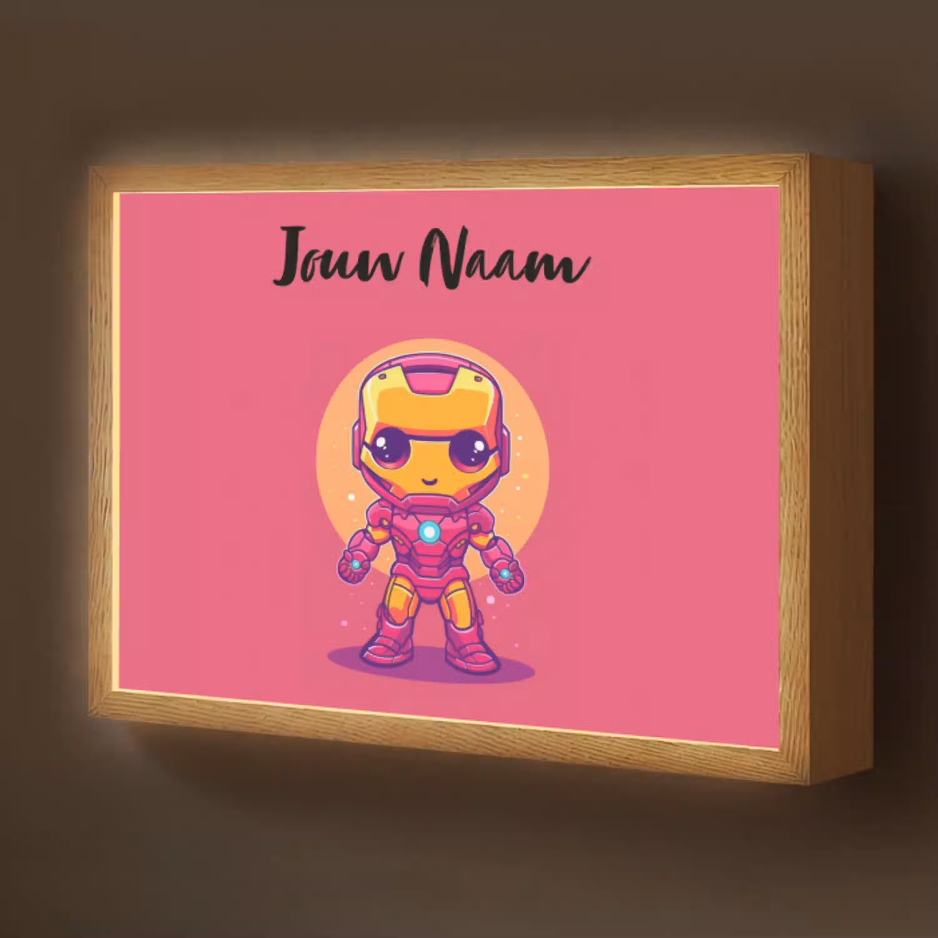 Superheld - Jongens - Rood - Paars Light Box met batterij (Wandlamp kind) middel -z3d_website