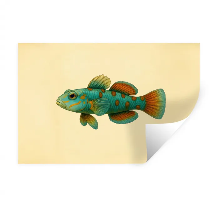 Vis - Blauw - Stippen - Schubben Muursticker klein -3d
