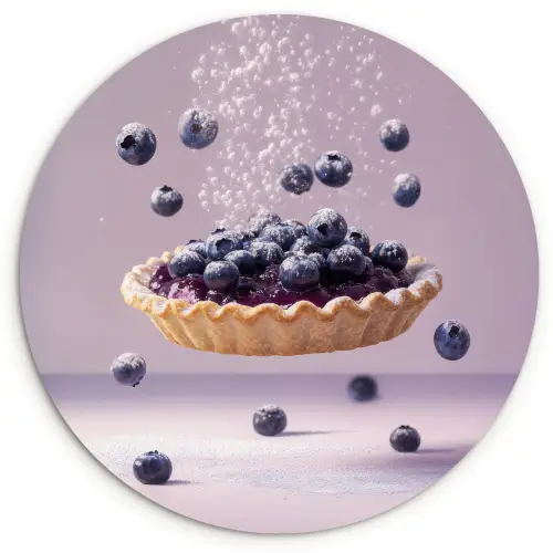 Eten - Taart - Bessen - Blauw Wandcirkel kunststof plaat 5mm dik klein -3d