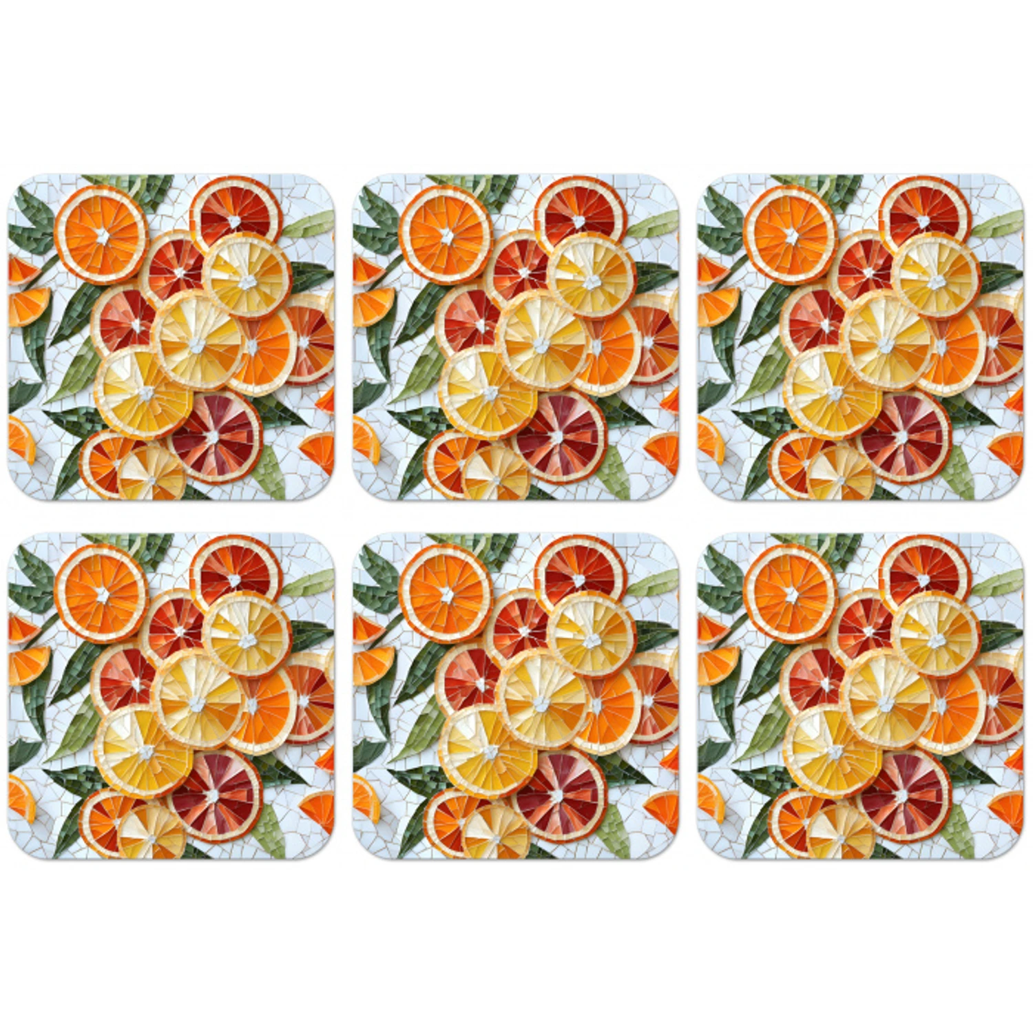 Schijfjes - Fruit - Oranje - Mozaïek onderzetter kurk middel -zkaufland3dotto