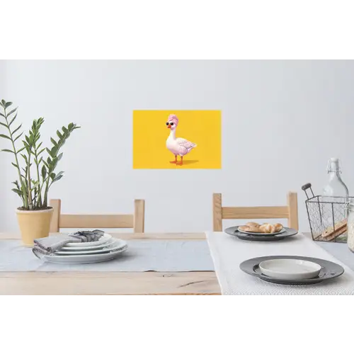 Eend - Zonnebril - Geel Muursticker klein -eettafel