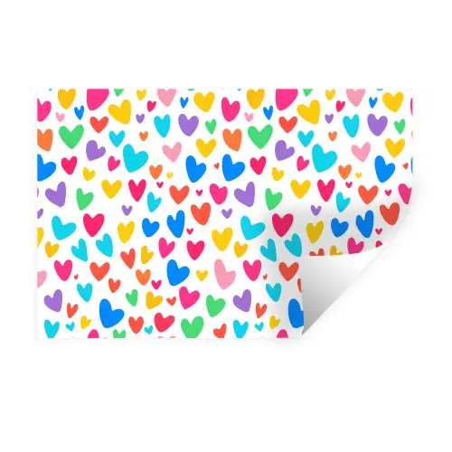 Hartjes - Kleurrijk - Patroon - Levendig Muursticker klein -3d