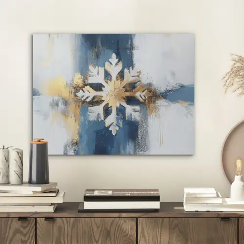 Abstract - Winter - Sneeuwvlok - Sneeuw - Goud PET vilt klein -sfeer1
