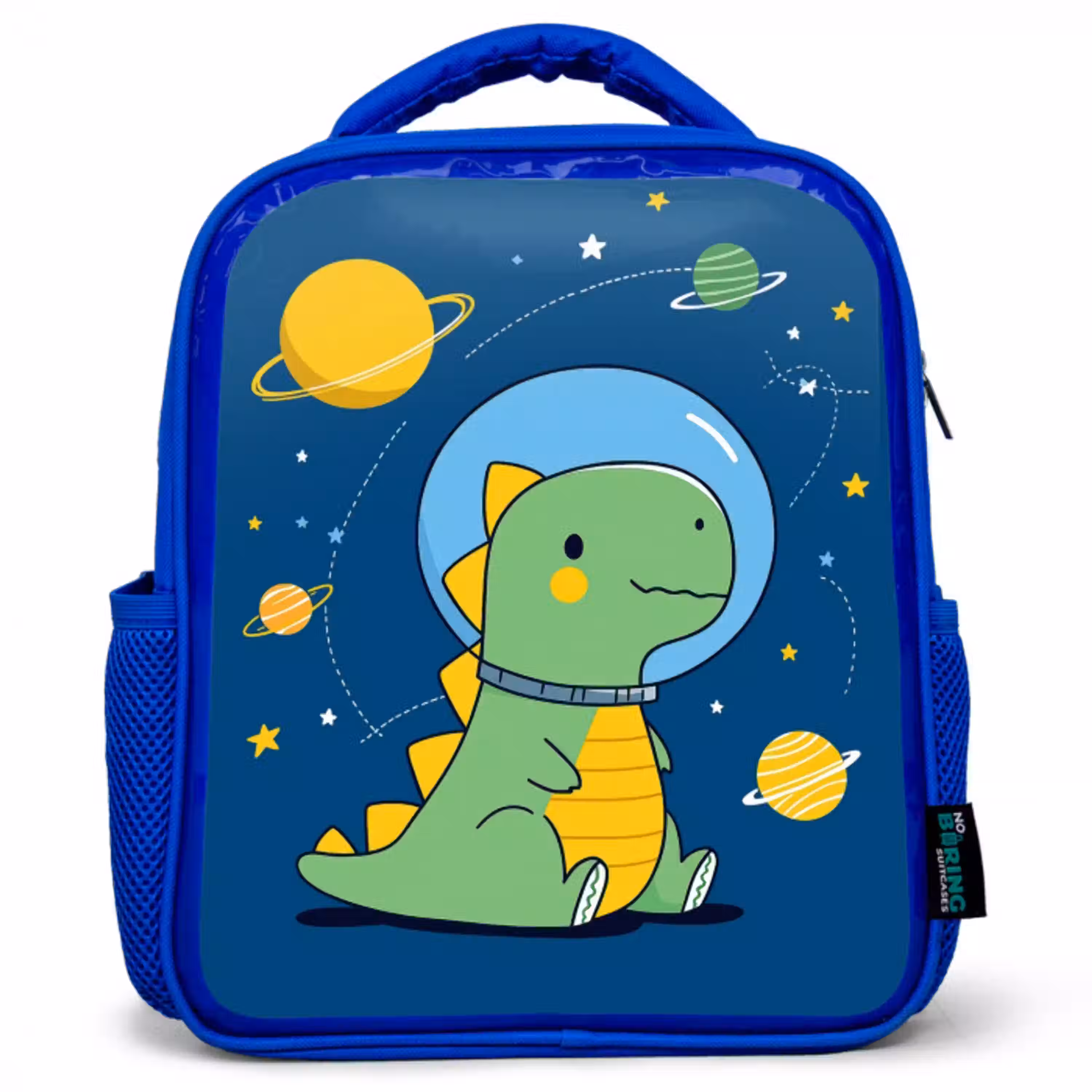 Dino - Ruimte - Planeten Kinderrugzak - Blauw middel -3d