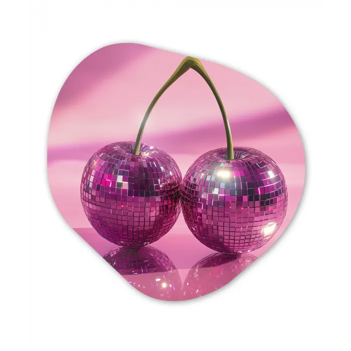 Glitter - Discobol - Roze - Kersen Wandcirkel Organisch Aluminium middel -3d