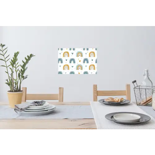 Patroon - Regenboog - Hartjes Muursticker klein -eettafel