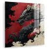 Zwarte draak - Rookwolken - Rood plexiglas 5mm klein -zzzproduct_nieuw