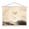 Landschap - Japandi - vogel textielposter latten blank klein -3d
